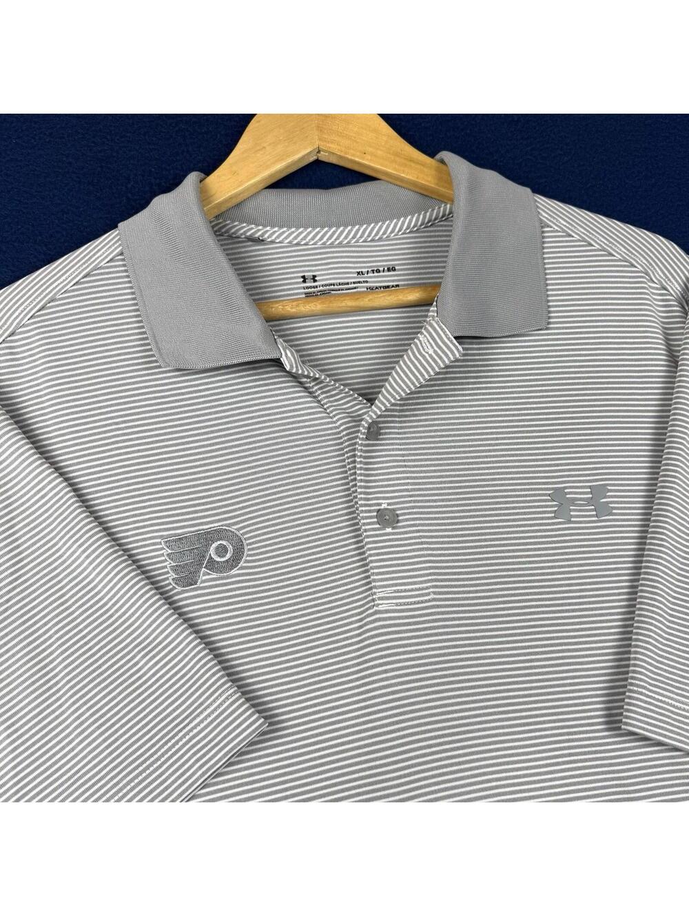 Philadelphia Flyers Under Armour Shirt Mens XL Gray NHL Hockey Performance Polo